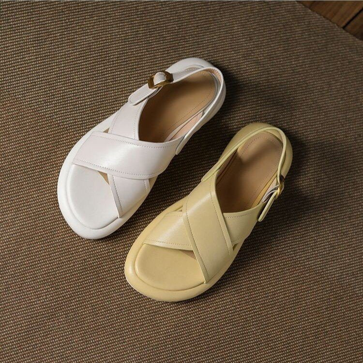 Women's Flat Non-slip Muffin Platform Cross Roman Sandals