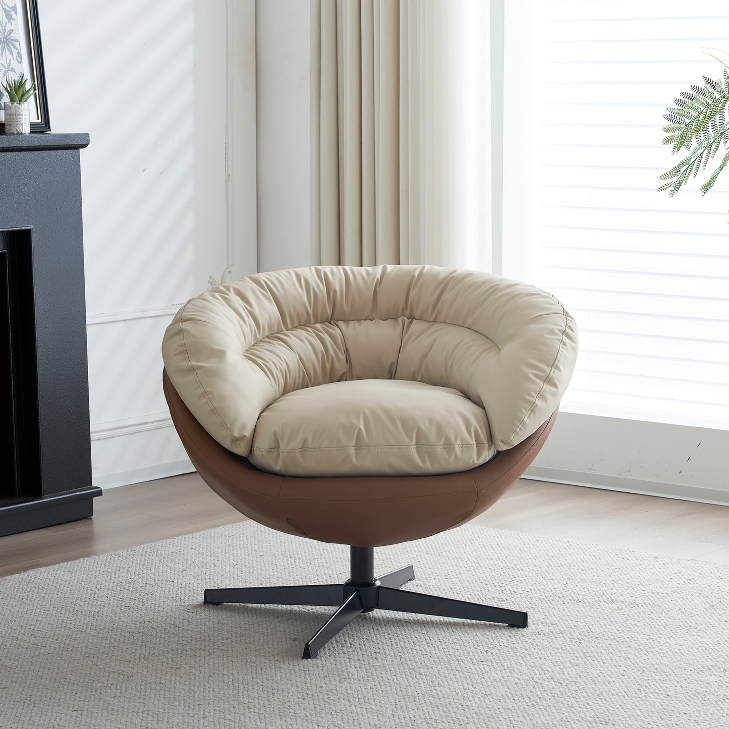 Swivel Barrel Accent Sofa Chair with Plump Seat