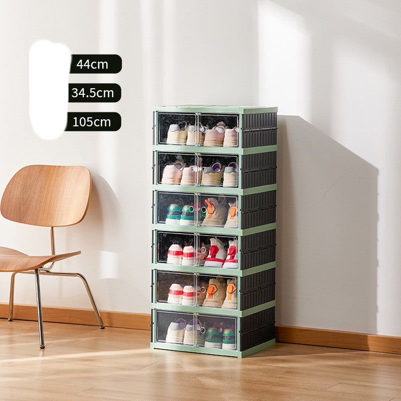 Double Row Folding Shoe Cabinet Transparent Box