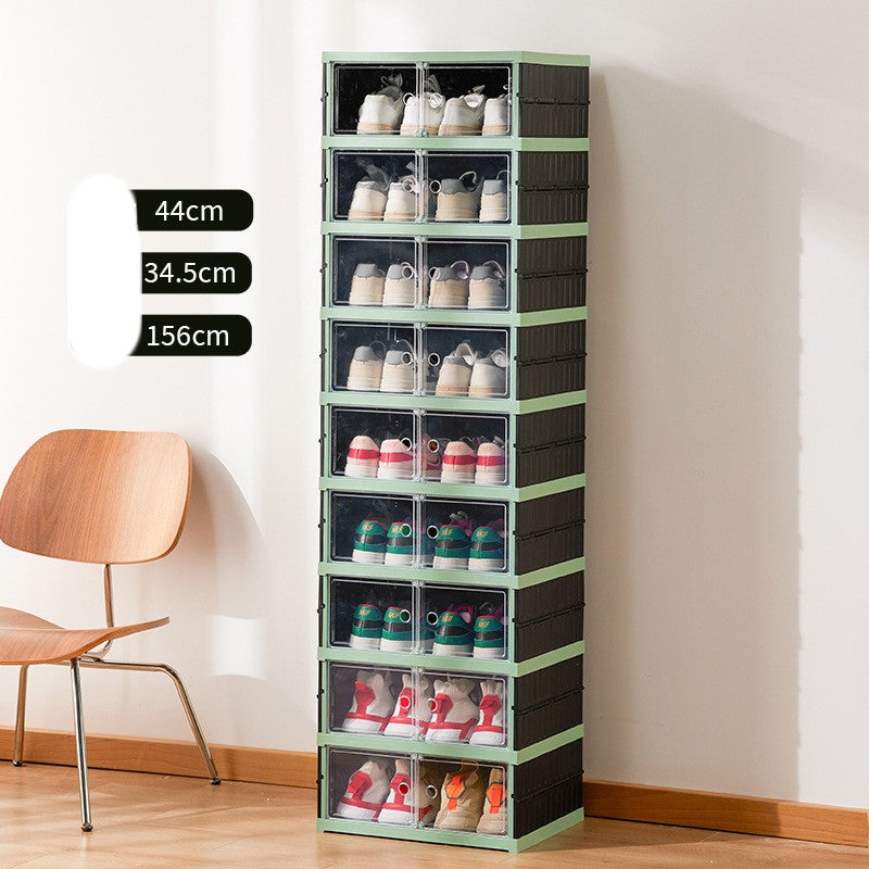 Double Row Folding Shoe Cabinet Transparent Box