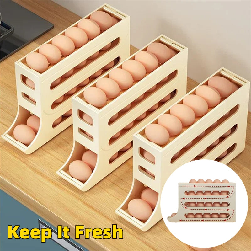 Refrigerator 4-Layer Automatic Egg Roller Sliding  Kitchen Gadgets