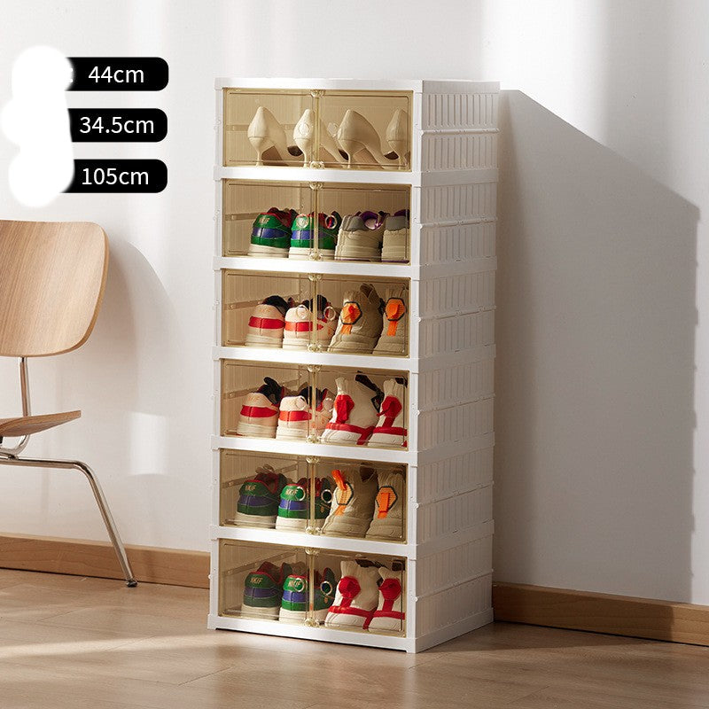 Double Row Folding Shoe Cabinet Transparent Box