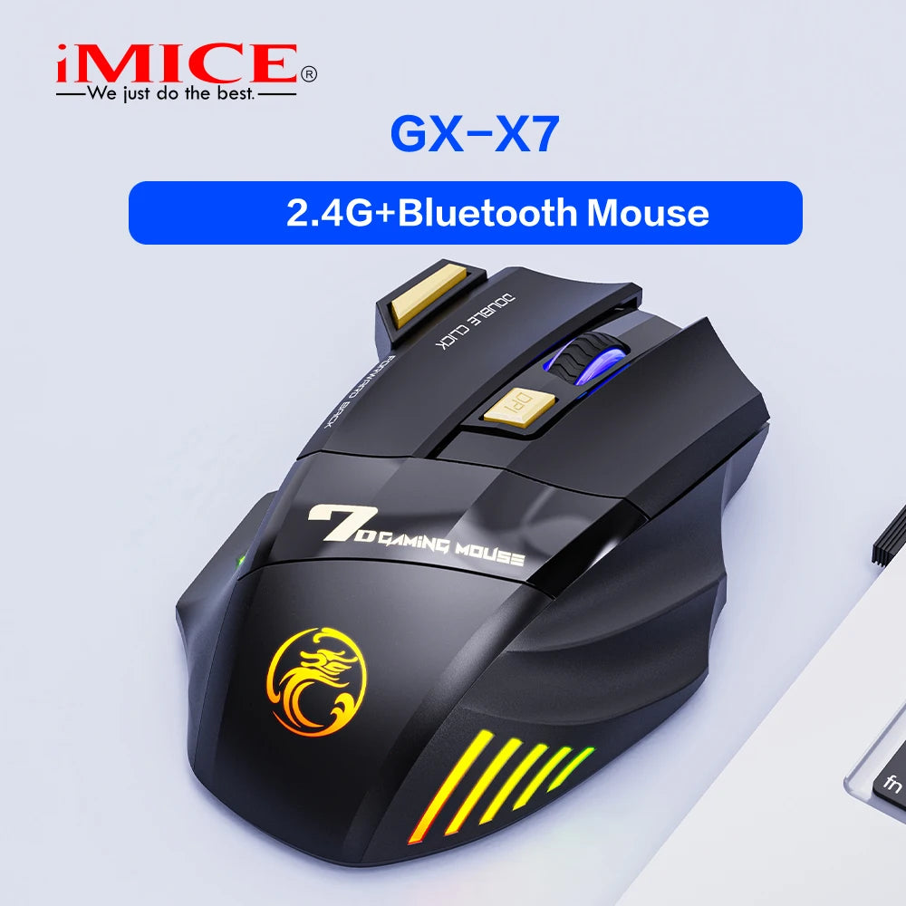 USB Gaming Mice Bluetooth Rechargeable With Light