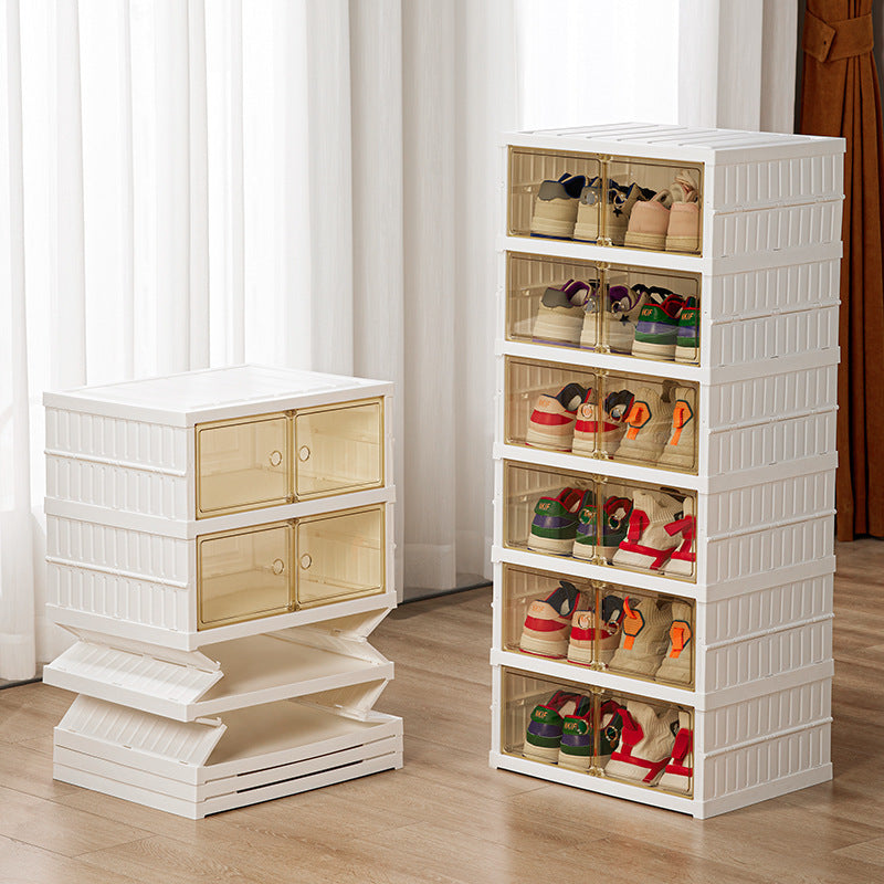 Double Row Folding Shoe Cabinet Transparent Box