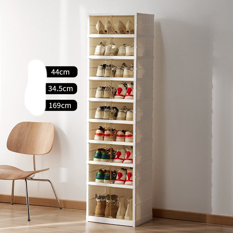 Double Row Folding Shoe Cabinet Transparent Box