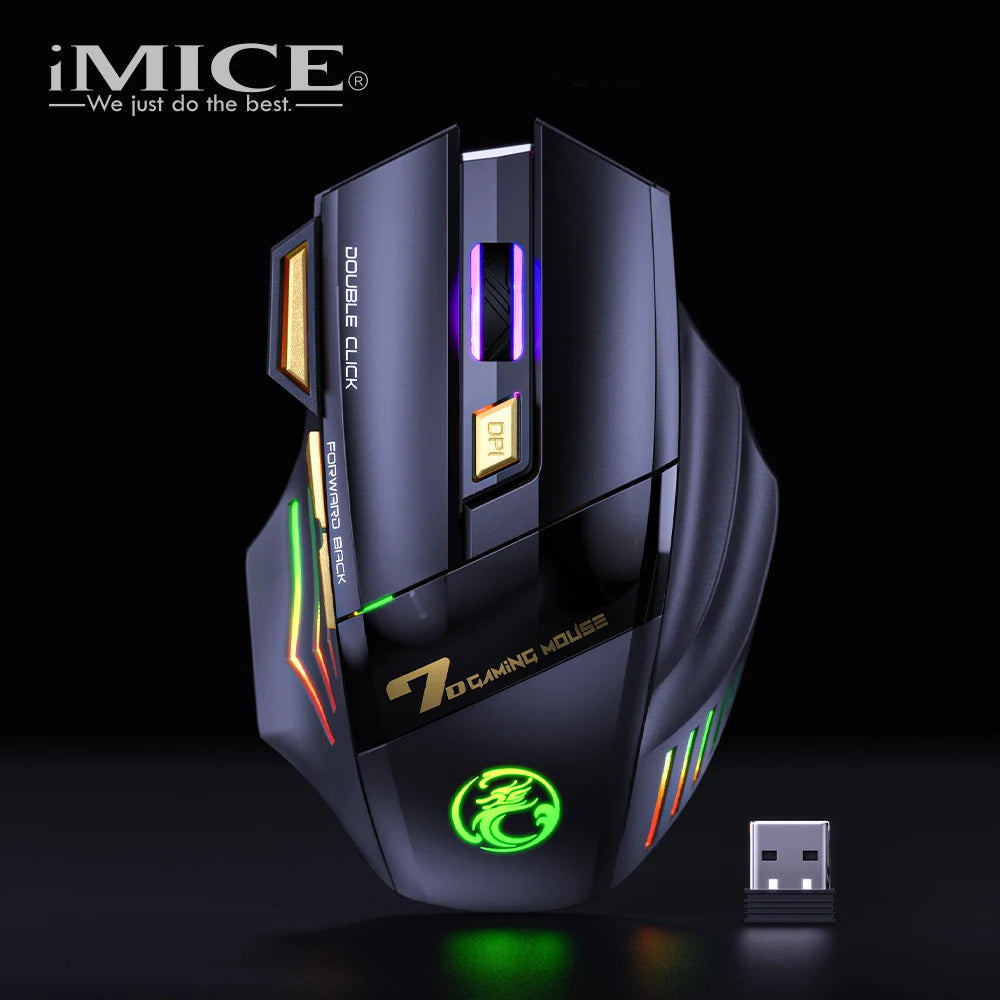 USB Gaming Mice Bluetooth Rechargeable With Light